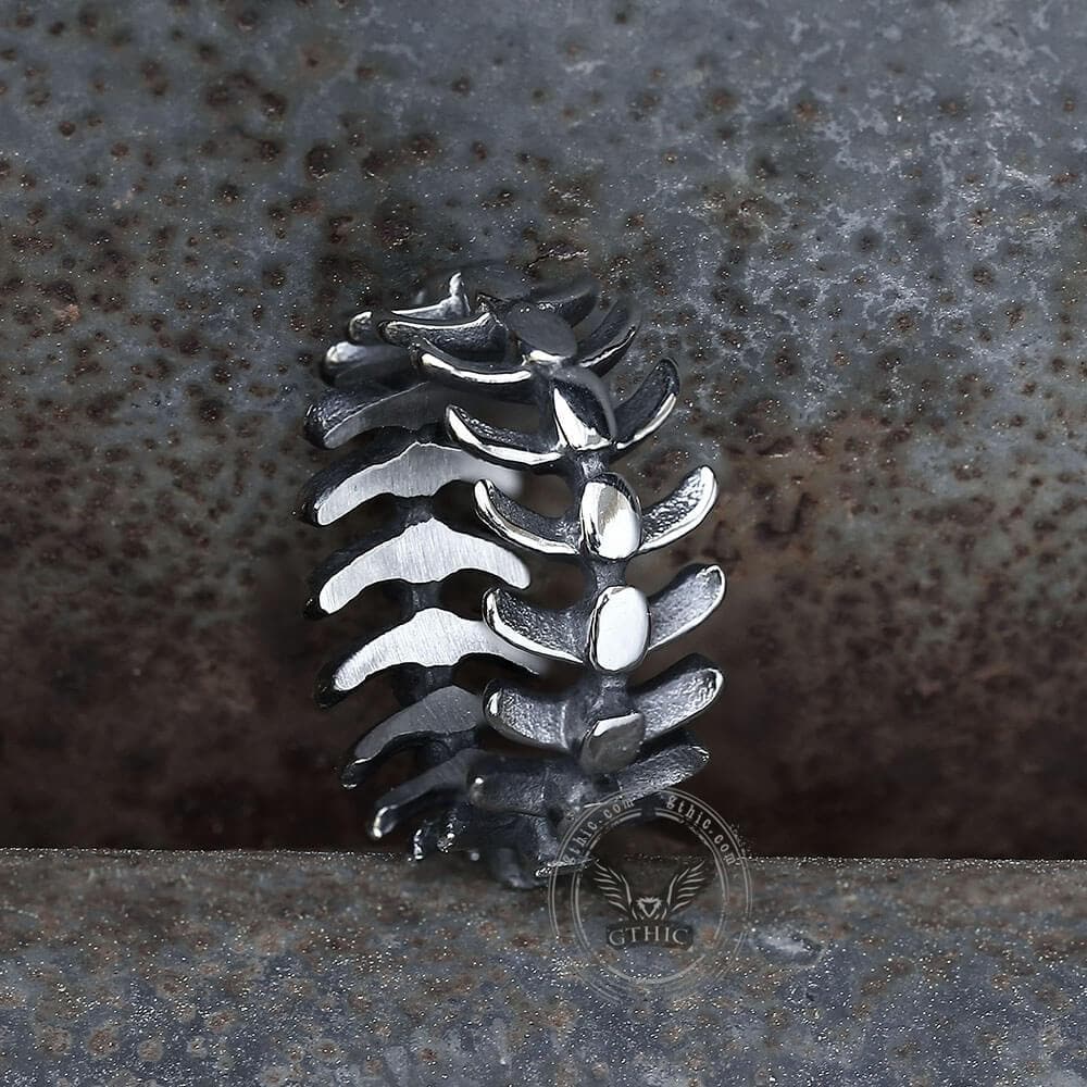 Fishbone Stainless Steel Vertebrae Ring