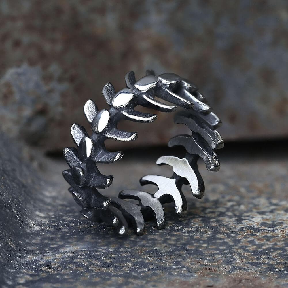 Fishbone Stainless Steel Vertebrae Ring