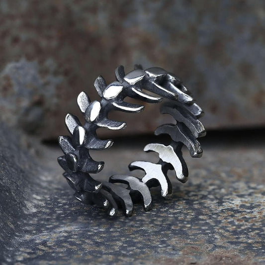 Fishbone Stainless Steel Vertebrae Ring