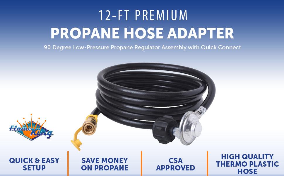 Flame King Propane Regulator Hose with Quick Connect - 12 feet