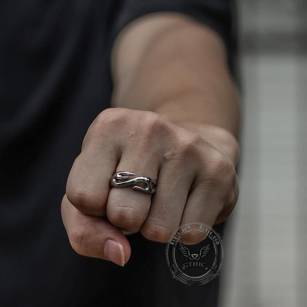 Flame Pattern Stainless Steel Ring