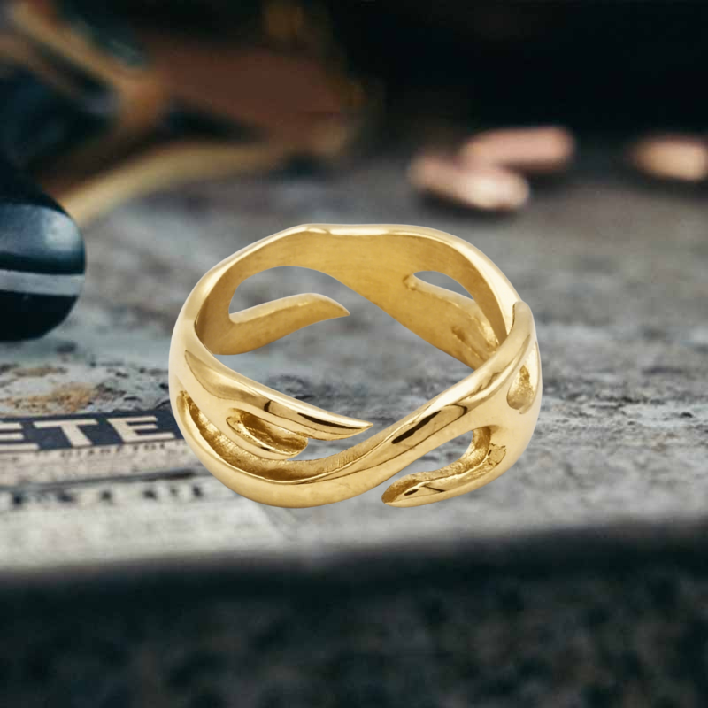 Flame Pattern Stainless Steel Ring