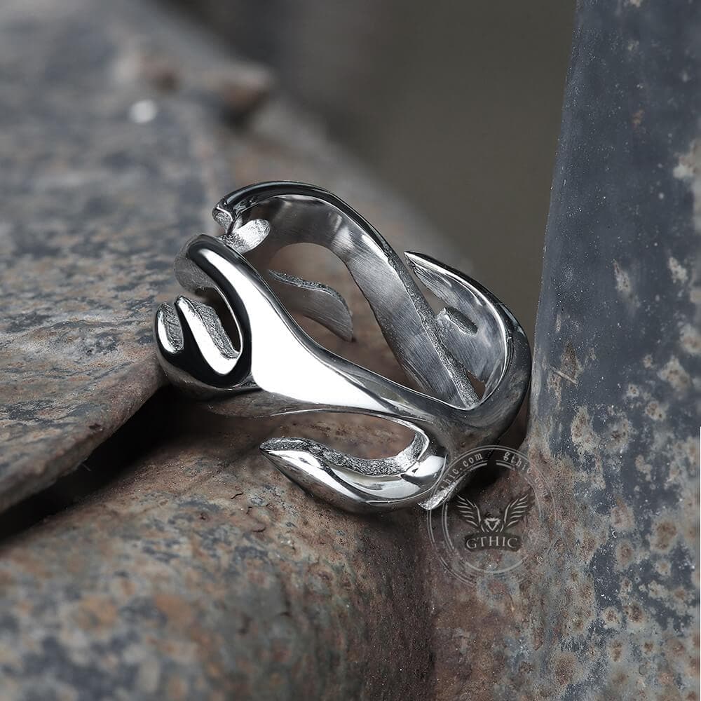 Flame Pattern Stainless Steel Ring