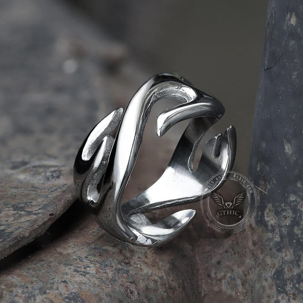 Flame Pattern Stainless Steel Ring