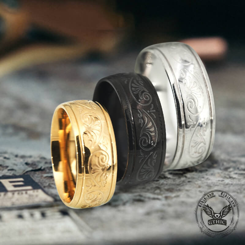 Floral Design Stainless Steel Ring