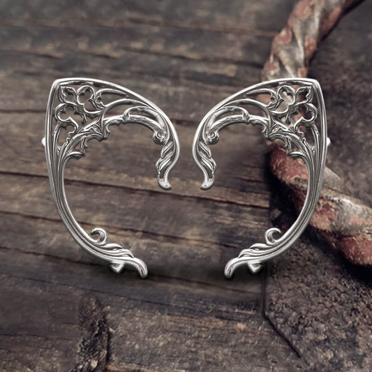 Floral Pattern Stainless Steel Elf Ear Cuff