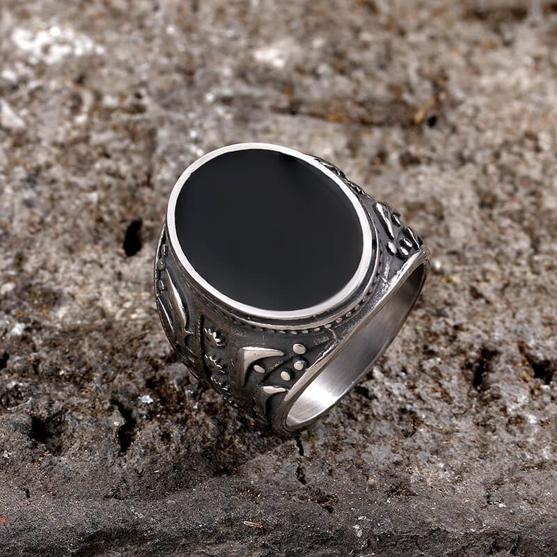 Flower Vine Polka Dot Stainless Steel Ring