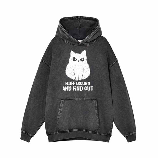 Fluff Around And Find Out Cat Vintage Washed Hoodie