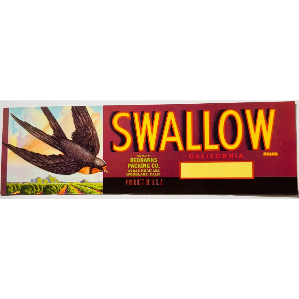 Fly Back to the 60s with Redbanks Packing Swallow Crate Label