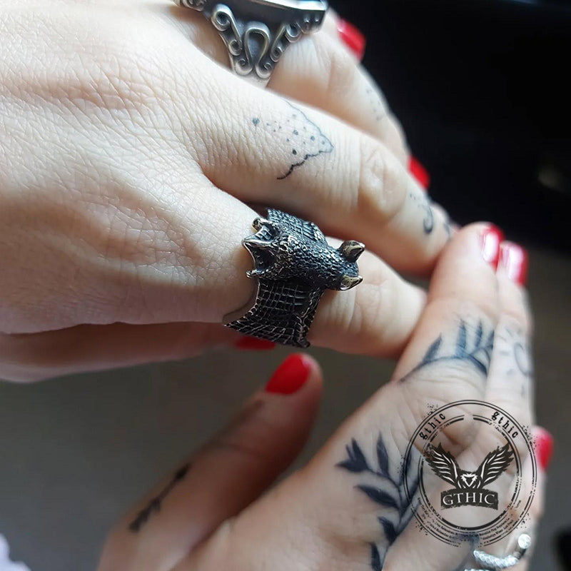 Flying Bat Stainless Steel Animal Ring