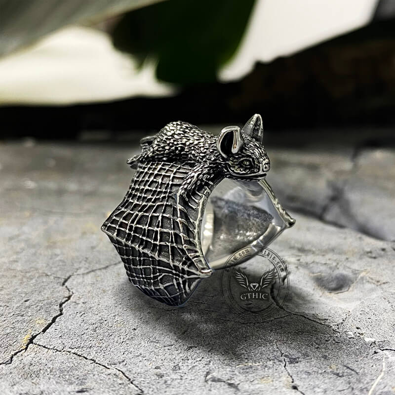Flying Bat Stainless Steel Animal Ring
