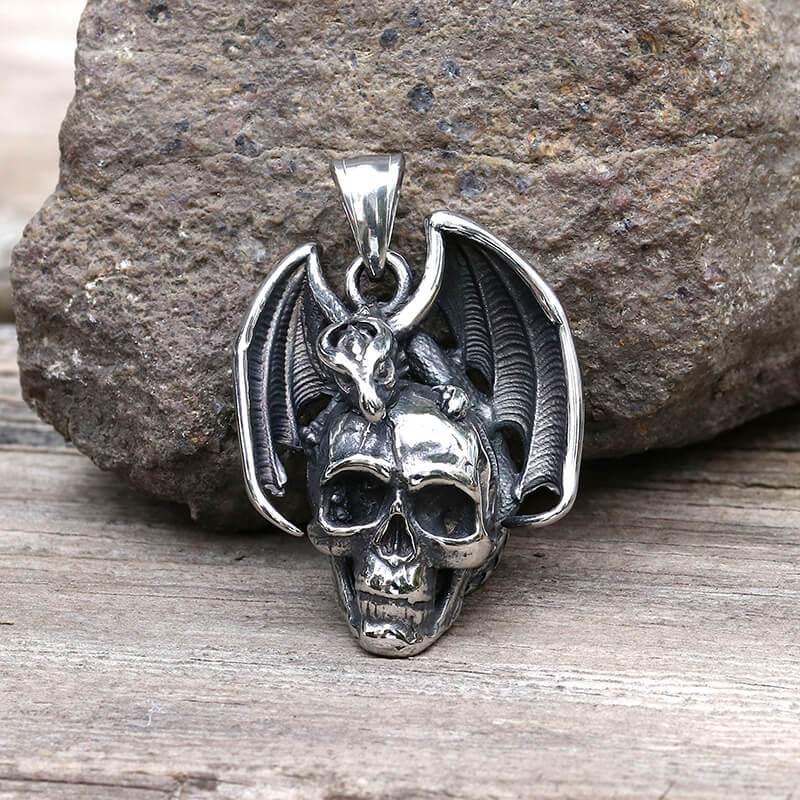 Flying Dragon Skull Stainless Steel Pendant