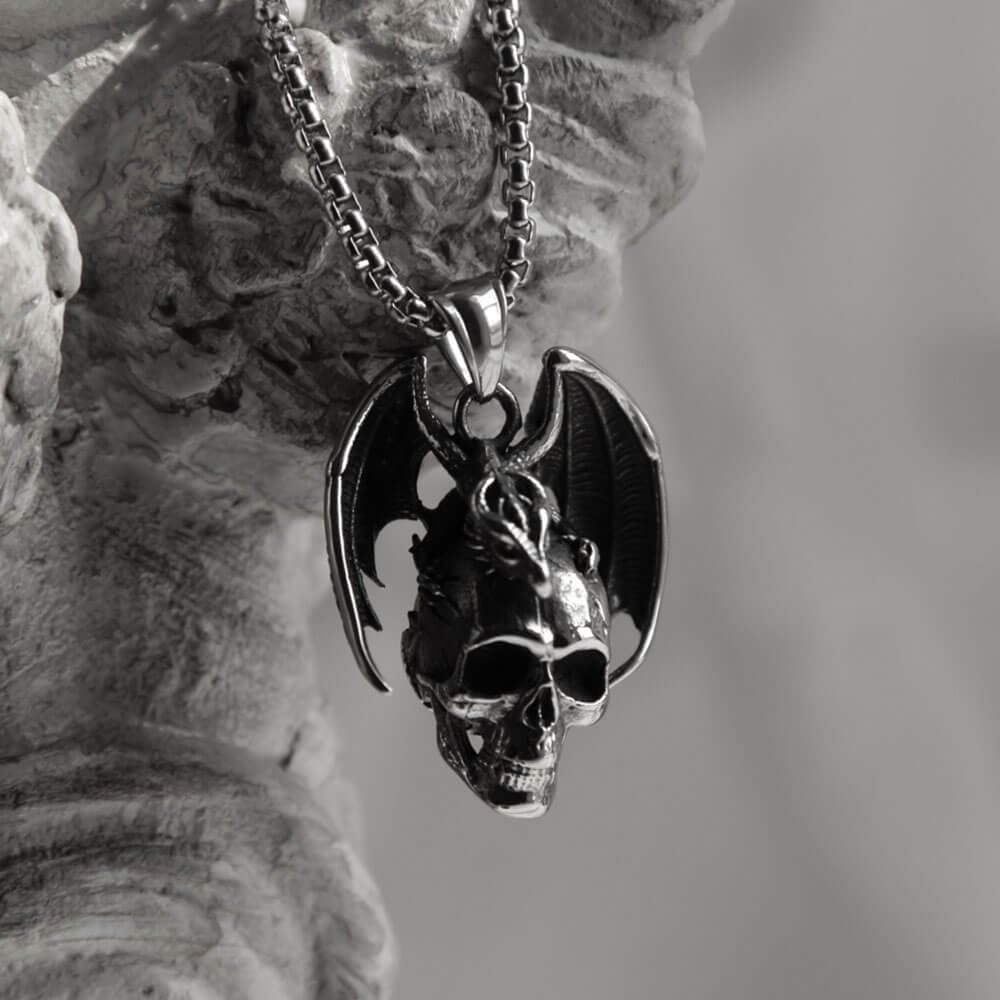 Flying Dragon Skull Stainless Steel Pendant