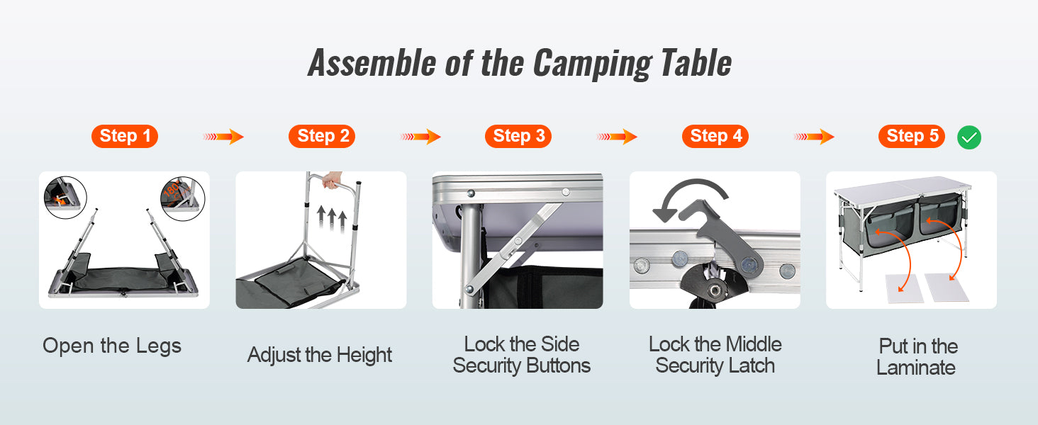 VEVOR Camping Kitchen Table, Quick set-up Folding Camping Table  MDF Camping Table for Outdoor Picnics BBQs Camping RV Traveling - Premium  from Lizard Vigilante - Just $84.99! Shop now at Lizard Vigilante