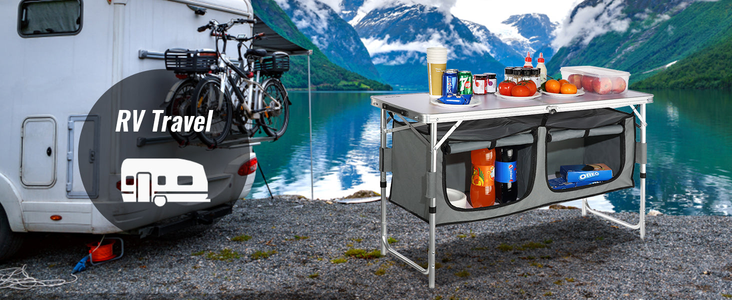 VEVOR Camping Kitchen Table, Quick set-up Folding Camping Table  MDF Camping Table for Outdoor Picnics BBQs Camping RV Traveling - Premium  from Lizard Vigilante - Just $84.99! Shop now at Lizard Vigilante