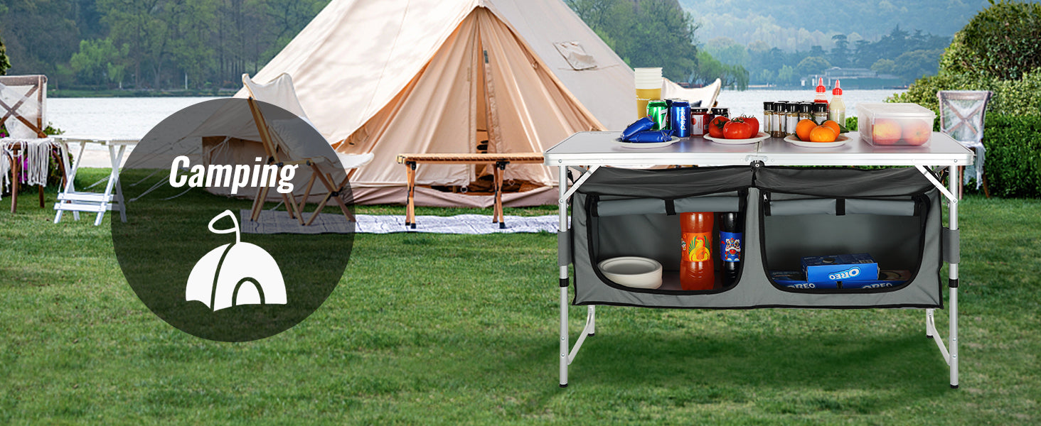 VEVOR Camping Kitchen Table, Quick set-up Folding Camping Table  MDF Camping Table for Outdoor Picnics BBQs Camping RV Traveling - Premium  from Lizard Vigilante - Just $84.99! Shop now at Lizard Vigilante