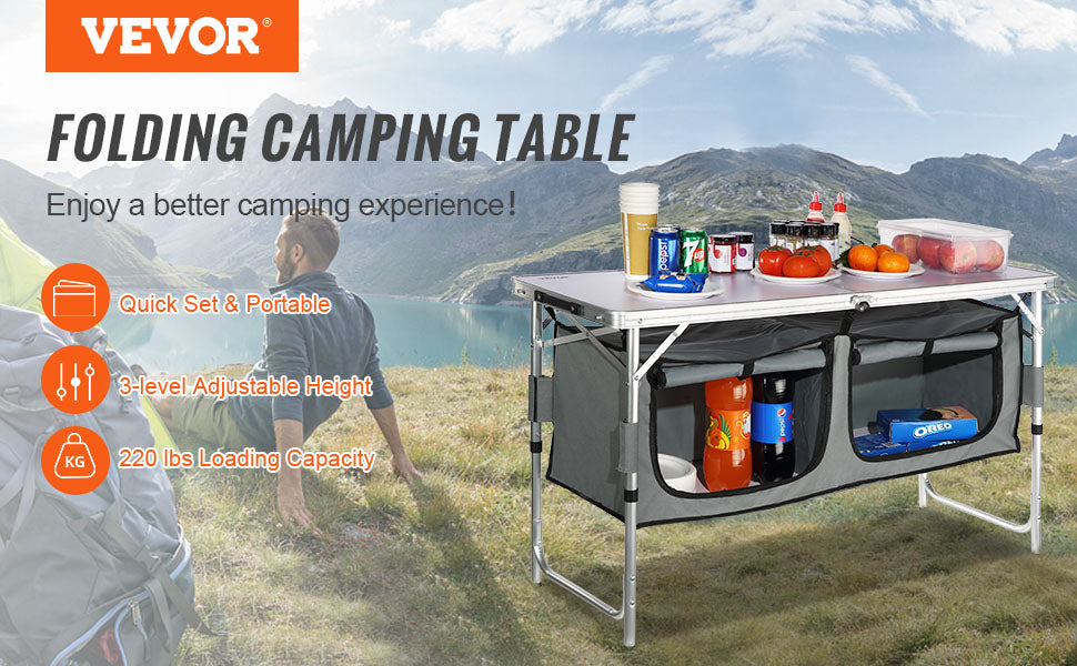 VEVOR Camping Kitchen Table, Quick set-up Folding Camping Table  MDF Camping Table for Outdoor Picnics BBQs Camping RV Traveling - Premium  from Lizard Vigilante - Just $84.99! Shop now at Lizard Vigilante