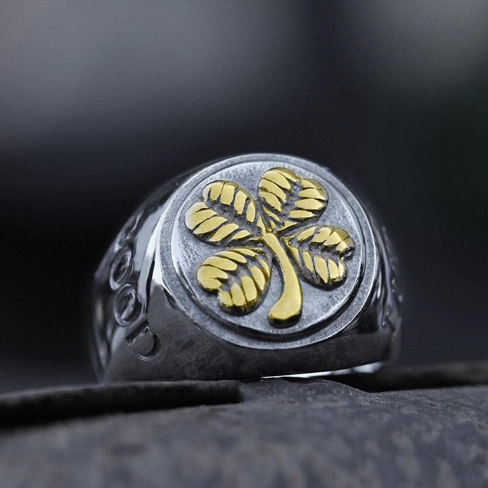 Four Leaf Clover Stainless Steel Lucky Ring