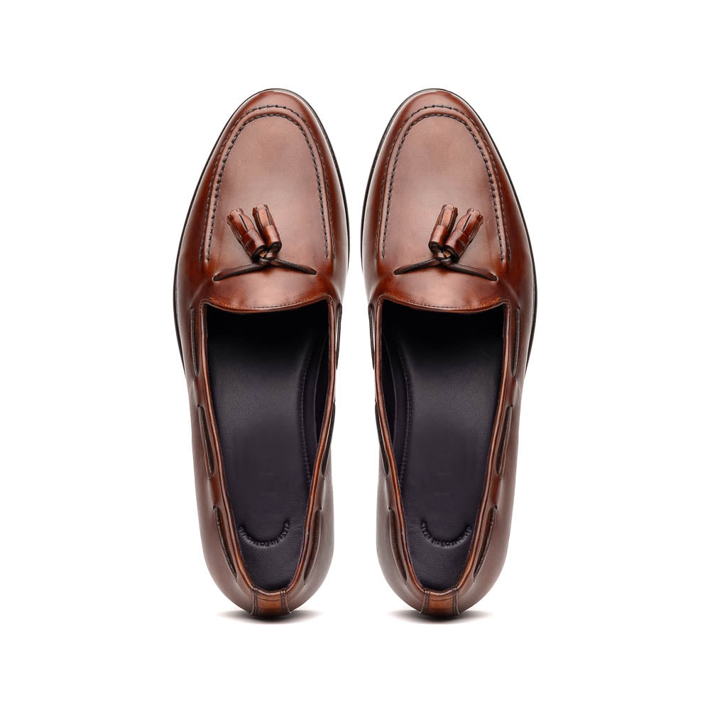 15-586-CGN FRANCO Italian Calfskin Tassel Loafer Cognac