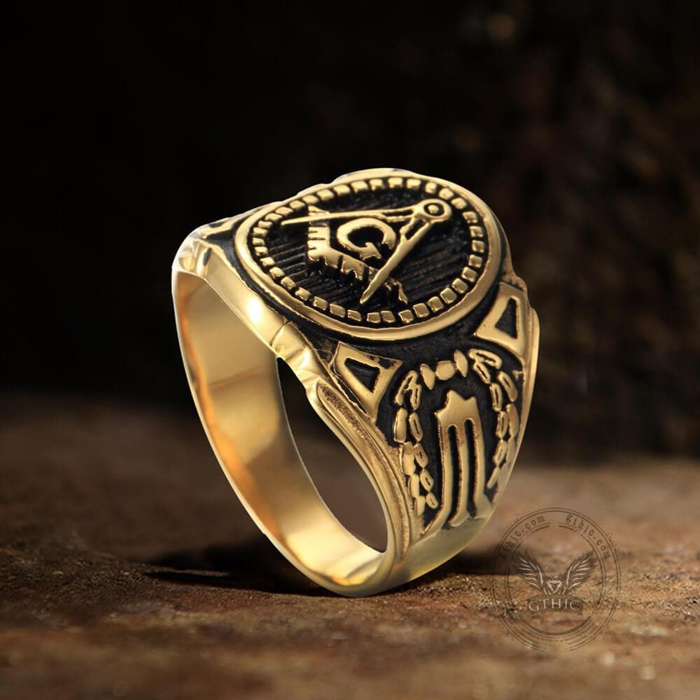 Freemasonry Symbol Stainless Steel Ring