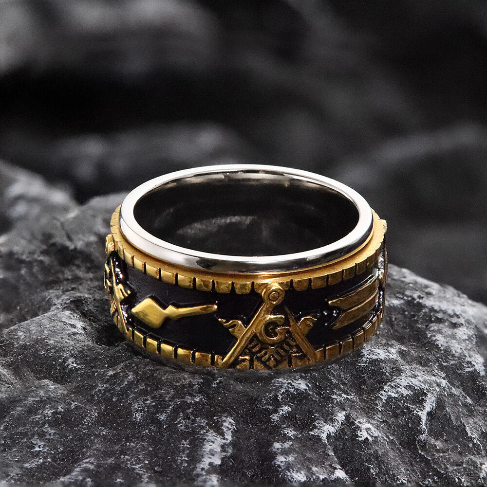 Freemasonry Symbol Stainless Steel Spinner Ring