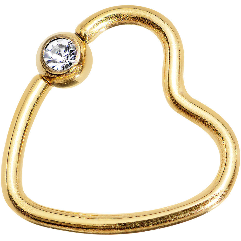 16G 1/2 Clear Gold Anodized Titanium Heart Closure Captive Ring