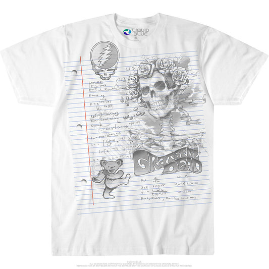 Grateful Dead Sketch Notepad Mens T-shirt- Liquid Blue