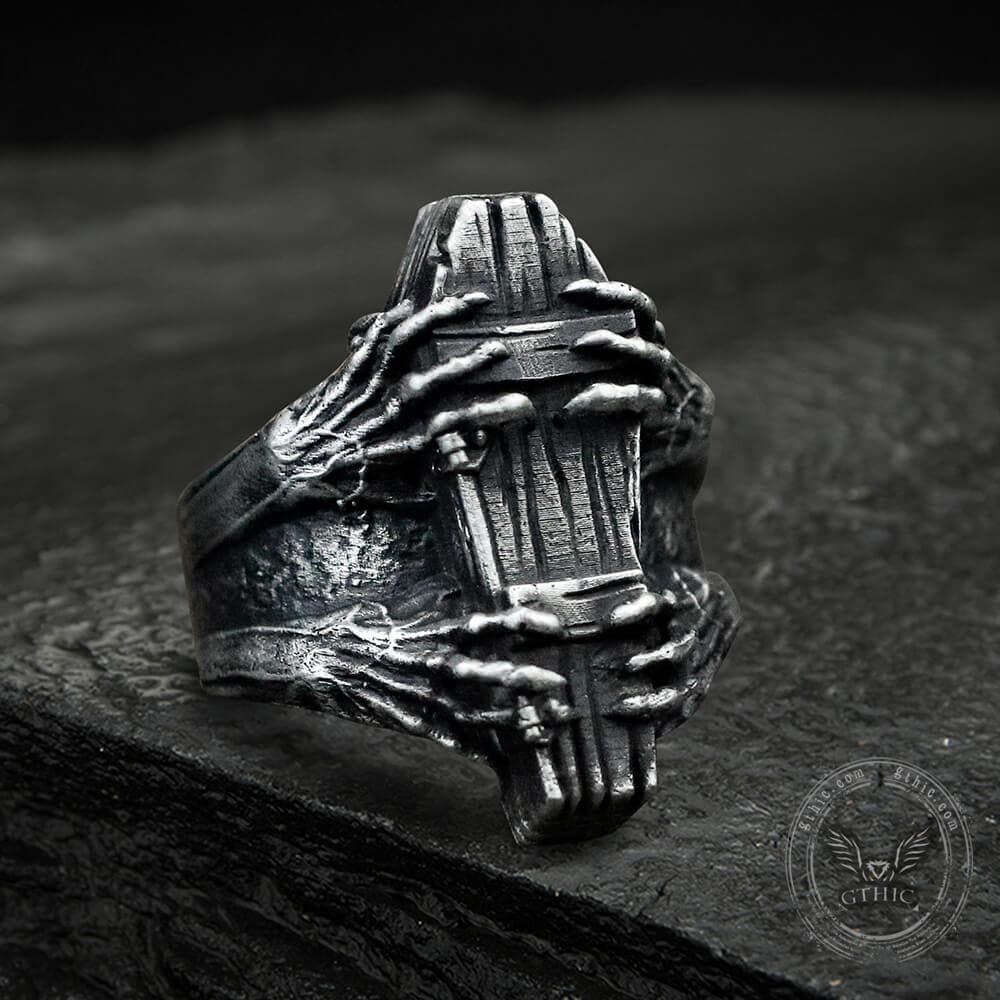 Ghost Claw Coffin Stainless Steel Ring