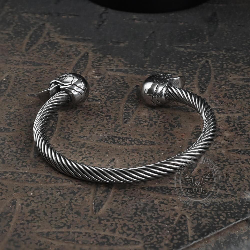 Ghost Head Stainless Steel Opening Bracelet