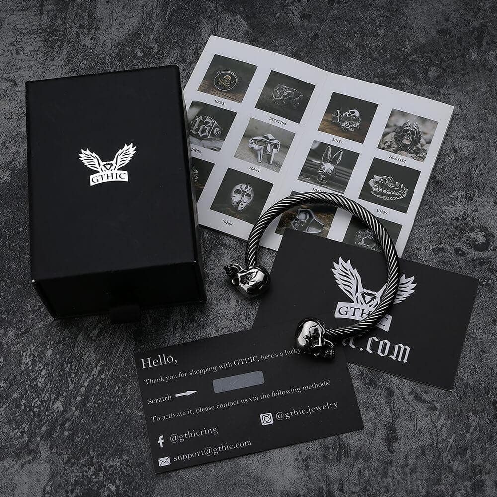 Ghost Head Stainless Steel Opening Bracelet
