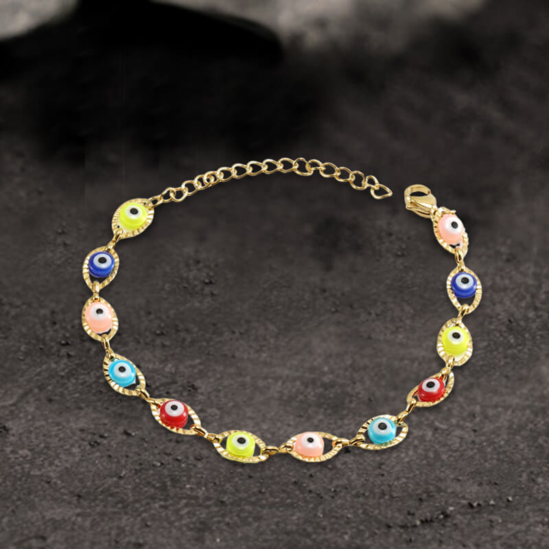 Gold Plated Evil Eye Stainless Steel Bracelet
