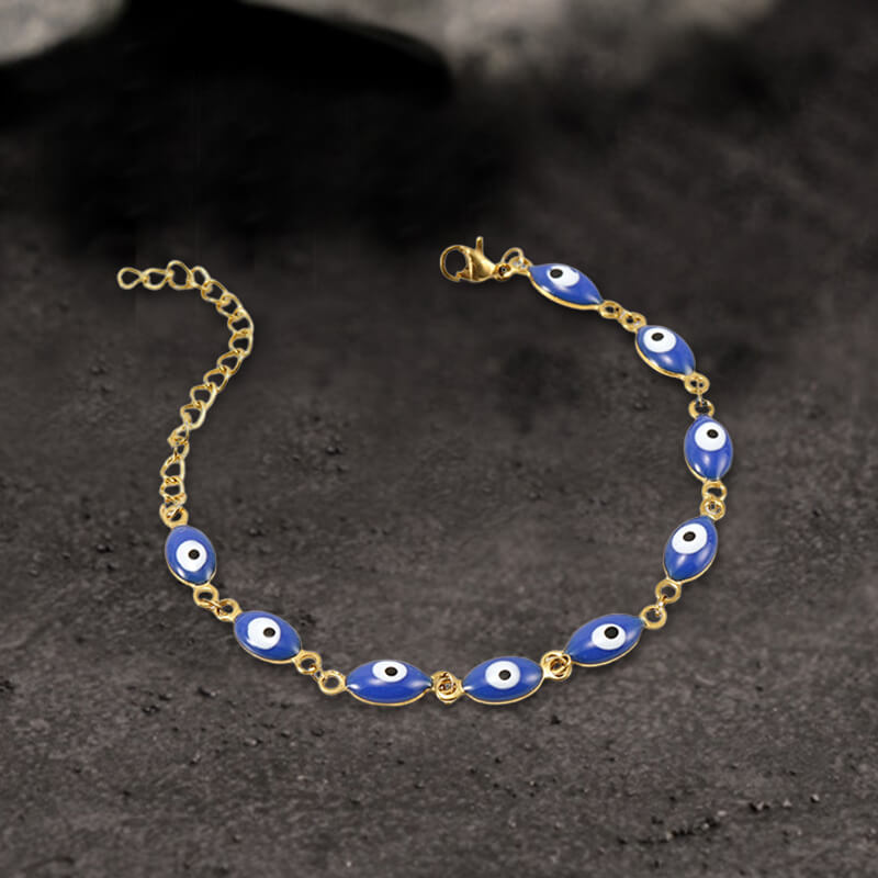 Gold Plated Evil Eye Stainless Steel Bracelet
