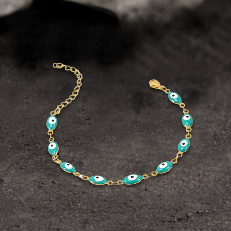 Gold Plated Evil Eye Stainless Steel Bracelet