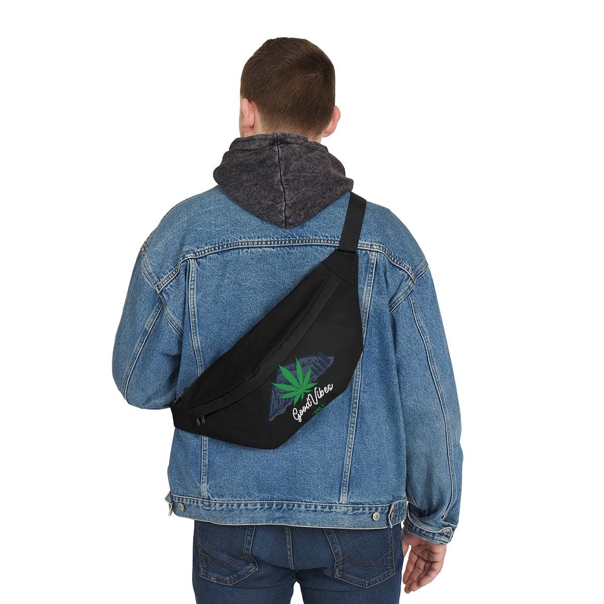 Good Vibes Only Mountain Black Weed Fanny Pack