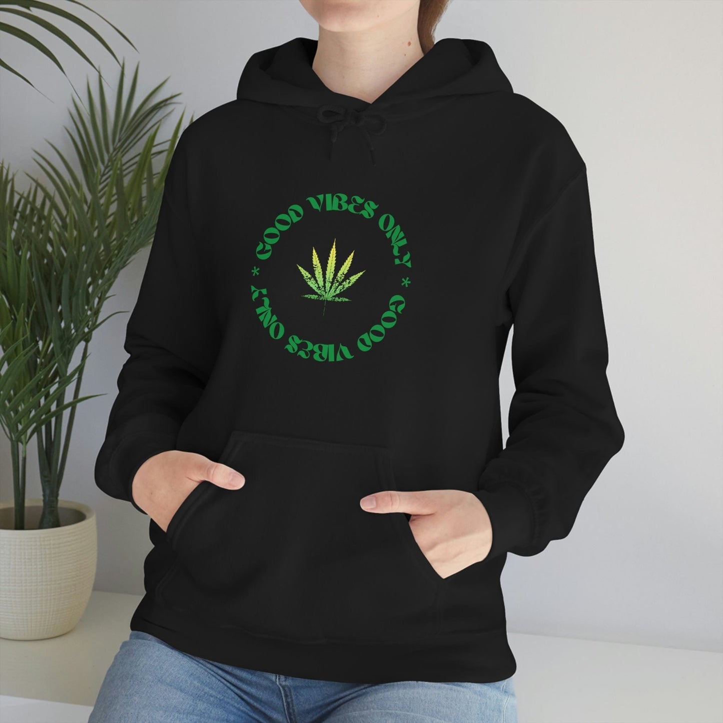 Good Vibes Only Hoodie Weed Emblem