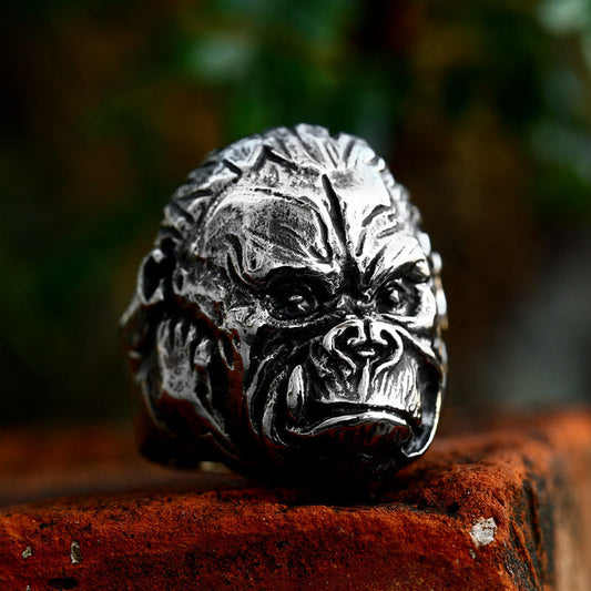 Gorilla King Stainless Steel Animal Ring
