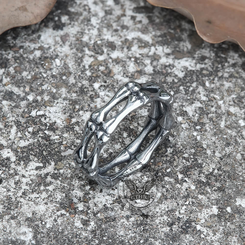 Gothic Bone Stainless Steel Skull Ring