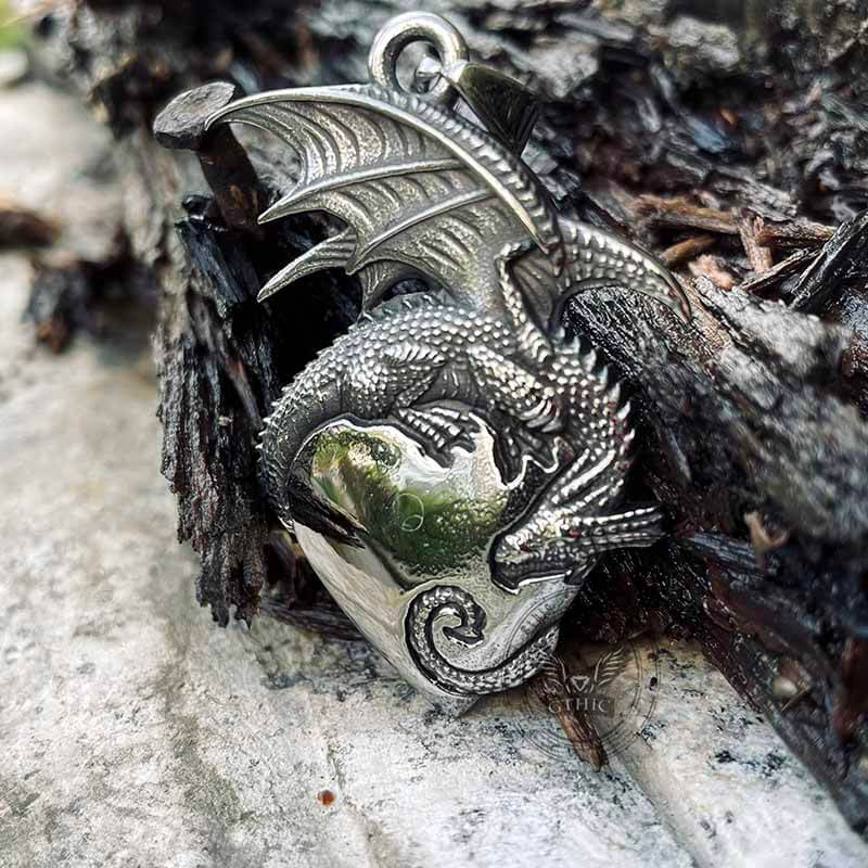 Gothic Dragon Heart Stainless Steel Pendant