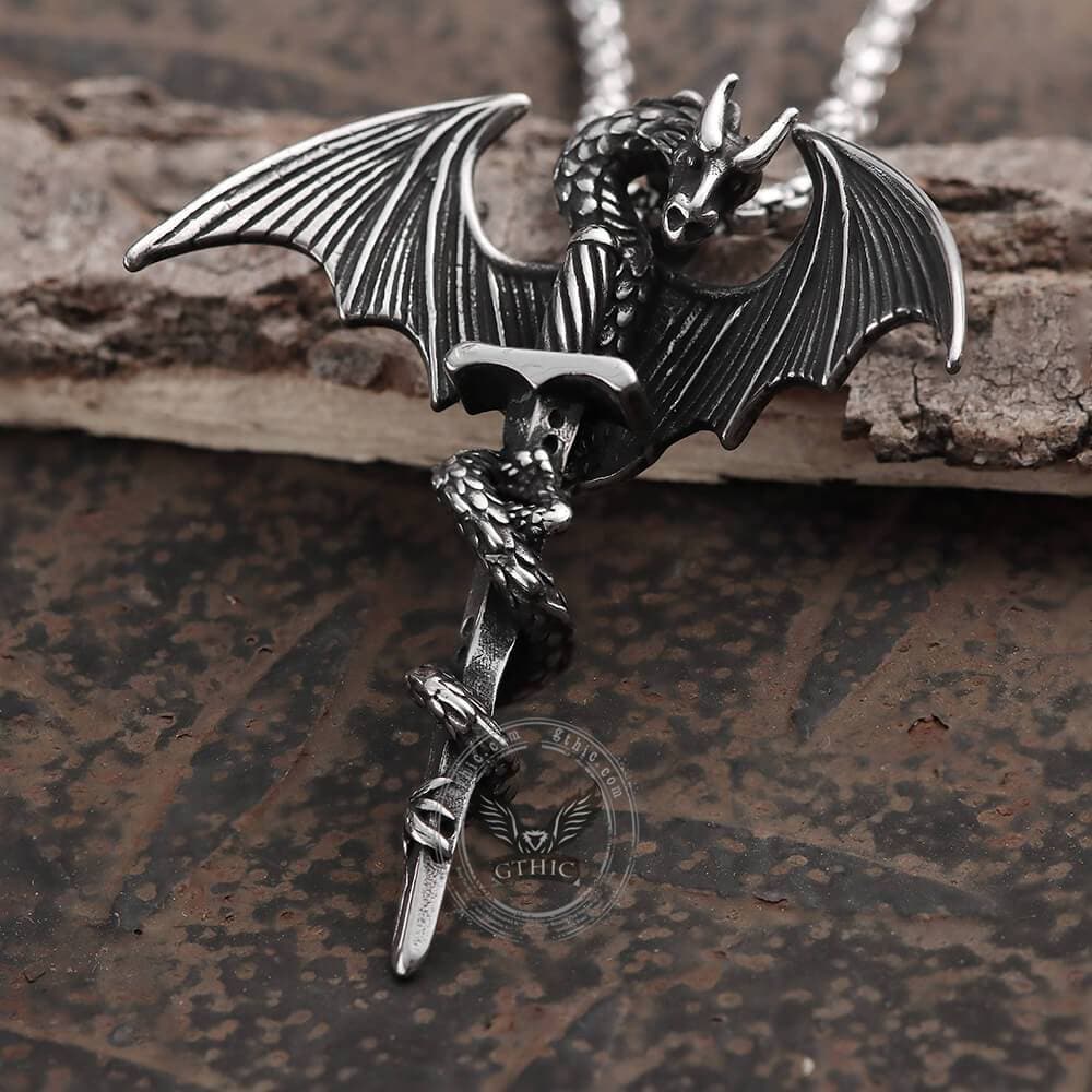 Gothic Dragon Stainless Steel Pendant