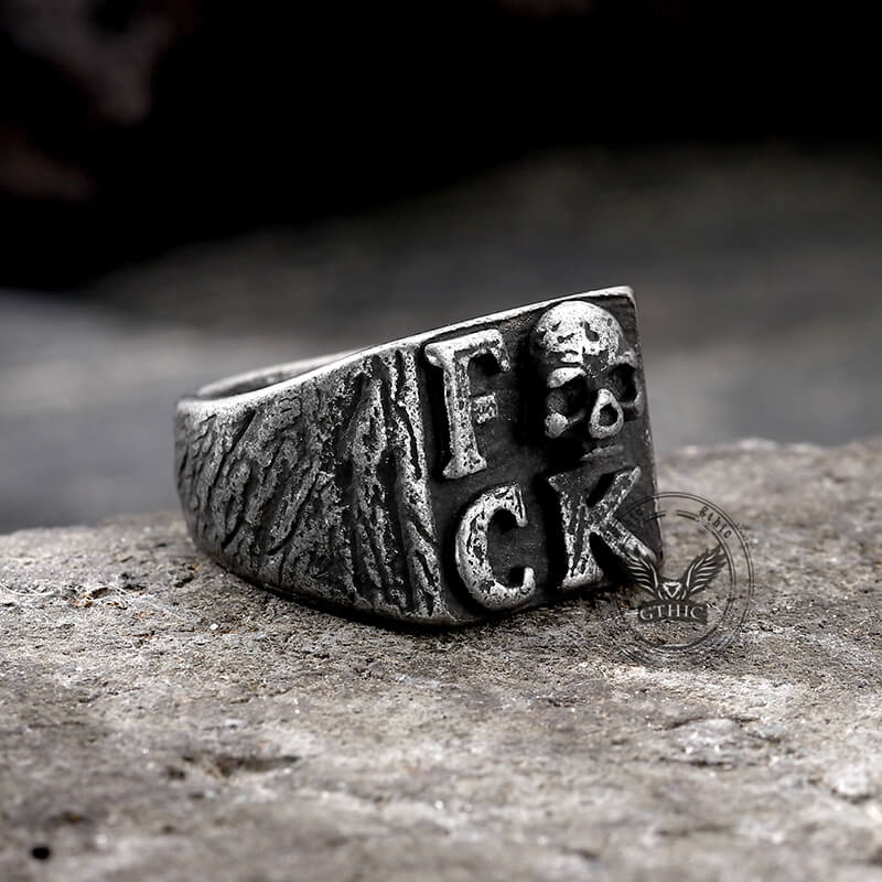 Gothic English Letter Skull Stainless Steel Ring