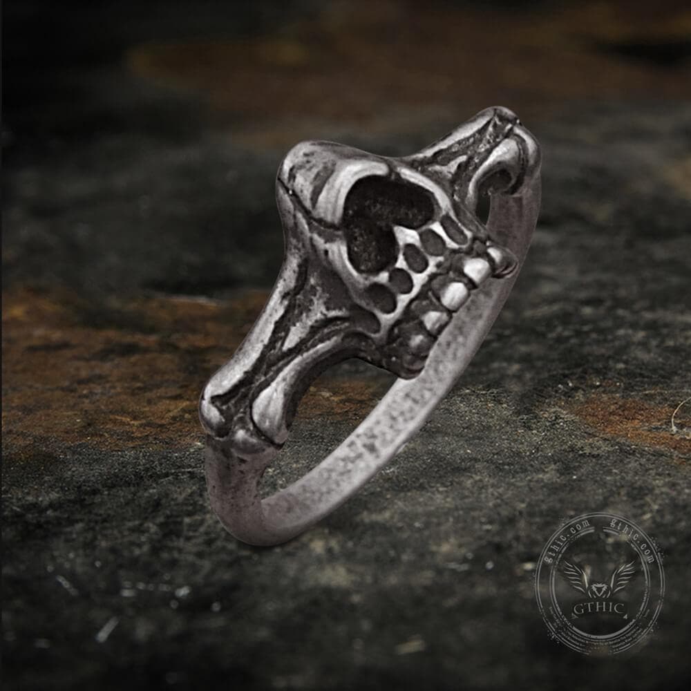Gothic Ferocious Skull Stainless Steel Ring