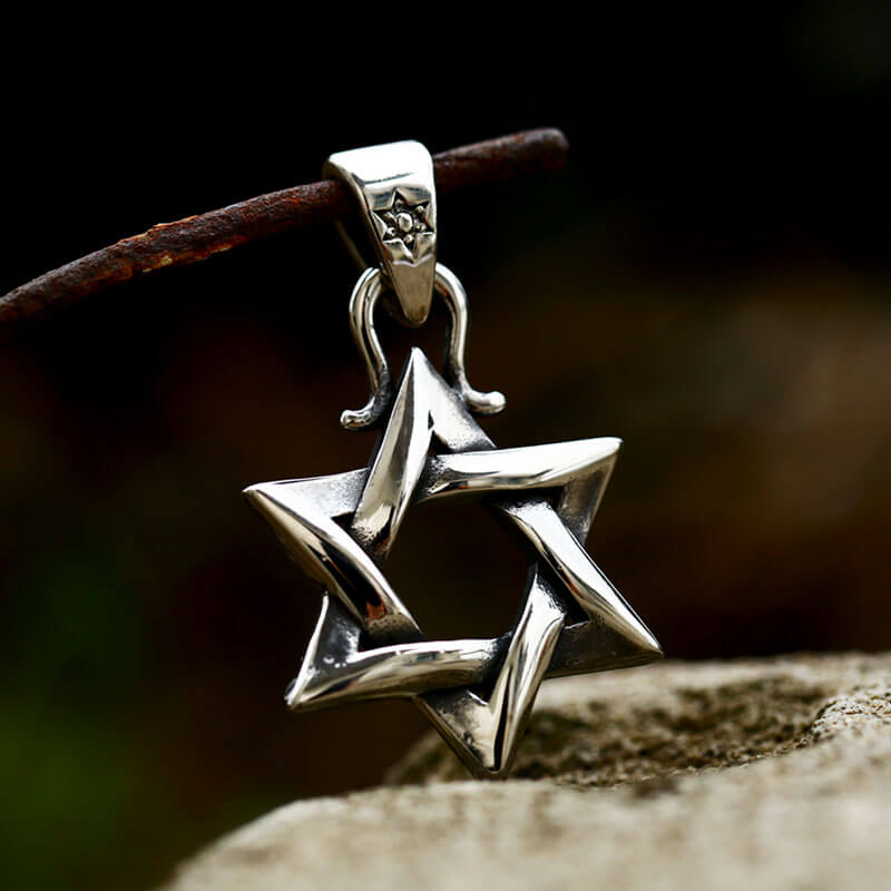 Gothic Gem-set Star Of David Stainless Steel Pendant