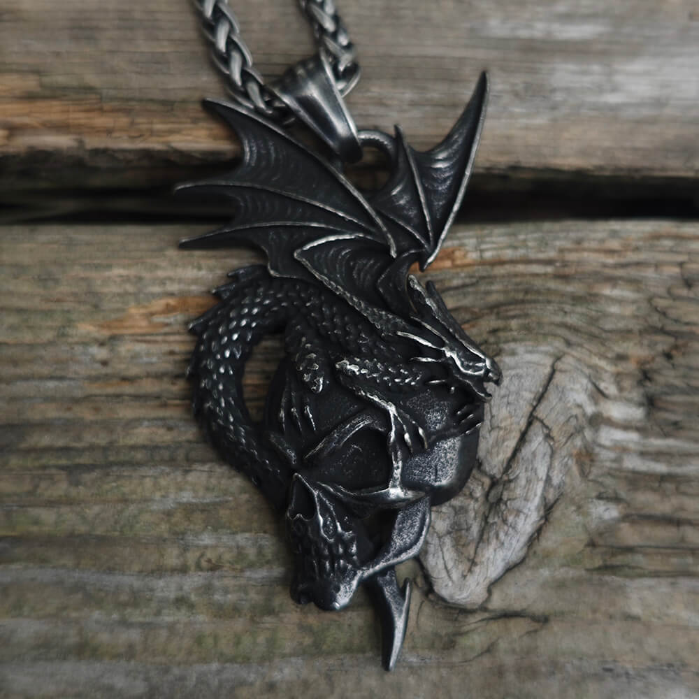 Gothic Pterosaur Skull Stainless Steel Pendant