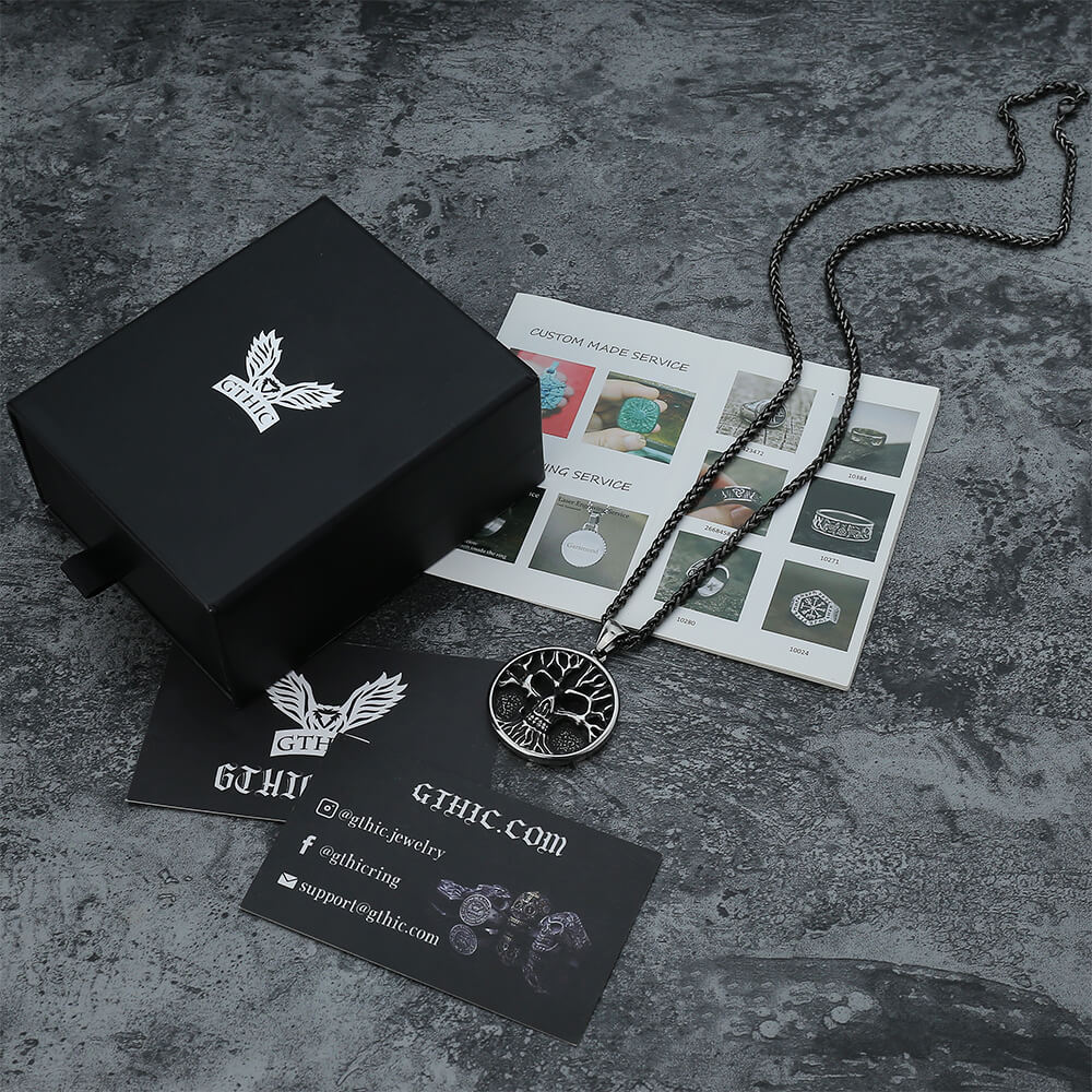 Gothic Skull Tree of Life Stainless Steel Pendant