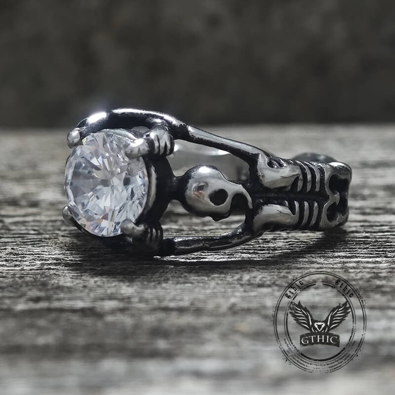 Gothic Tribute Gem Stainless Steel Skull Ring