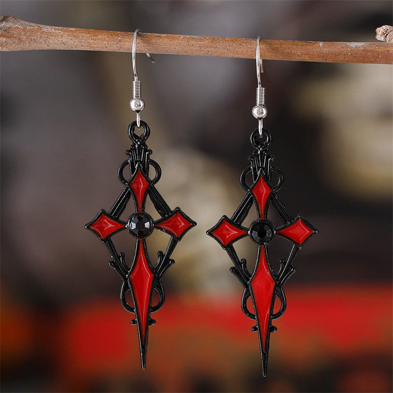 Gothic Vampire Cross Alloy Earrings