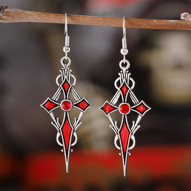 Gothic Vampire Cross Alloy Earrings