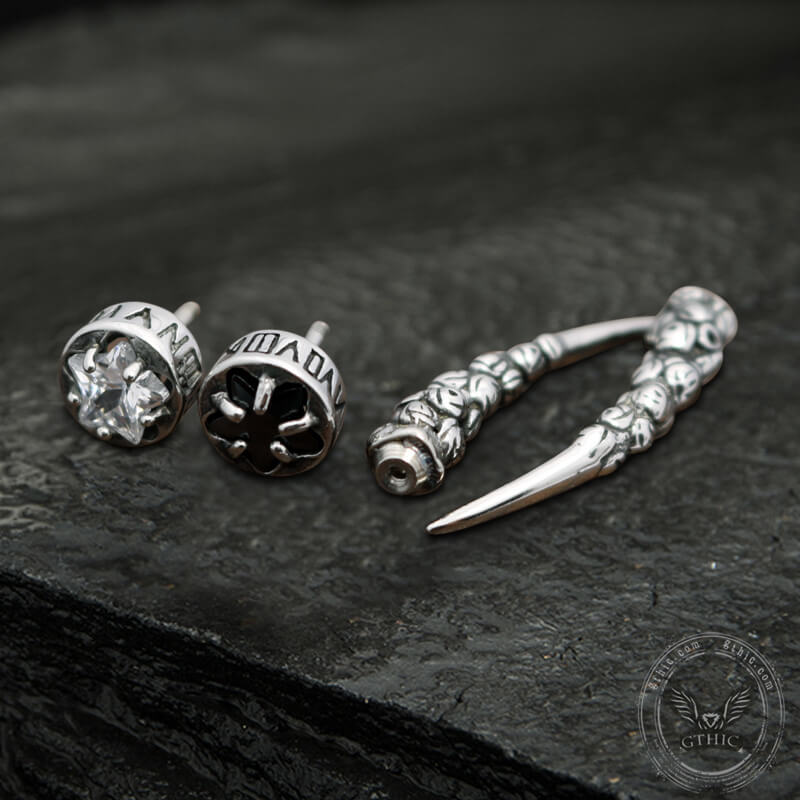 Gothic Wolf Fangs Stainless Steel Stud Earrings