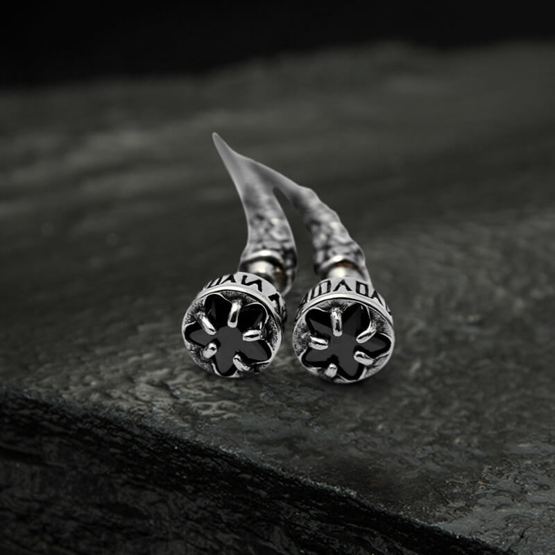 Gothic Wolf Fangs Stainless Steel Stud Earrings
