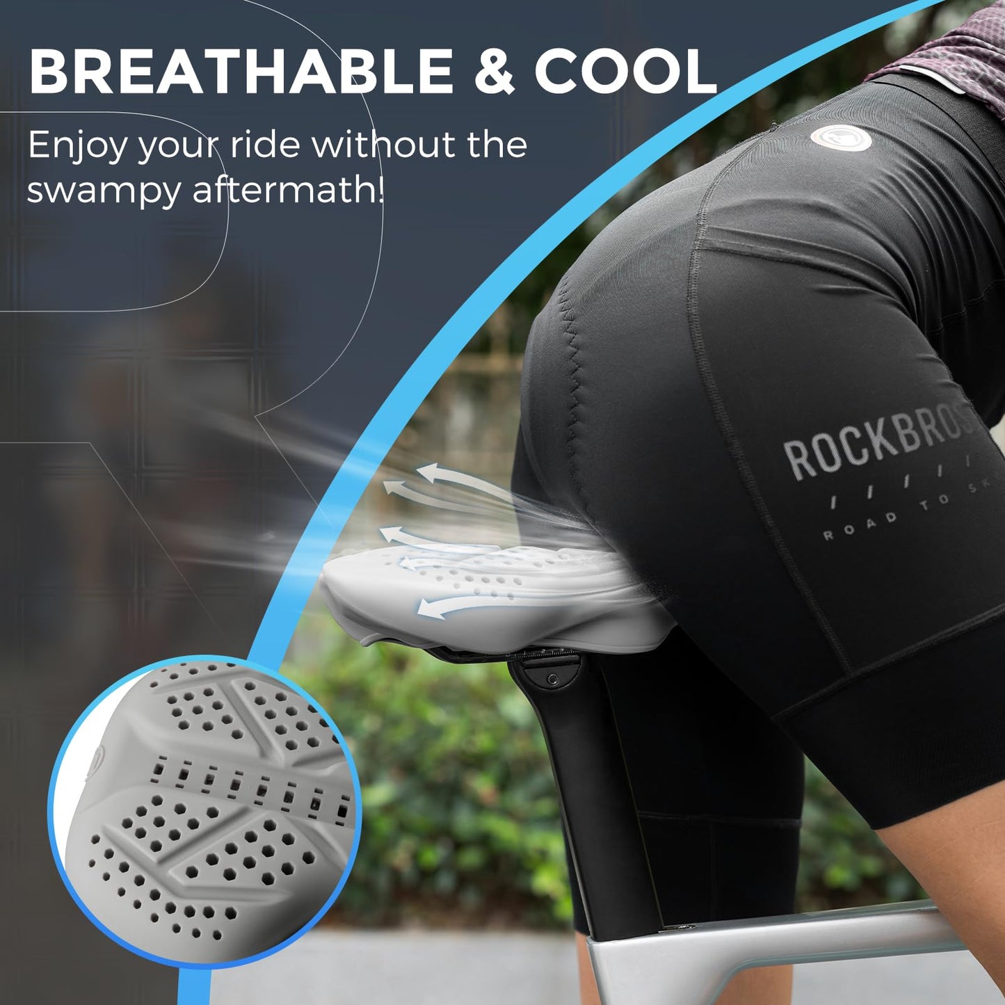 ROCKBROS Extra Soft Silicone Bike Seat Cushion – Anti-Slip, Breathable Cover